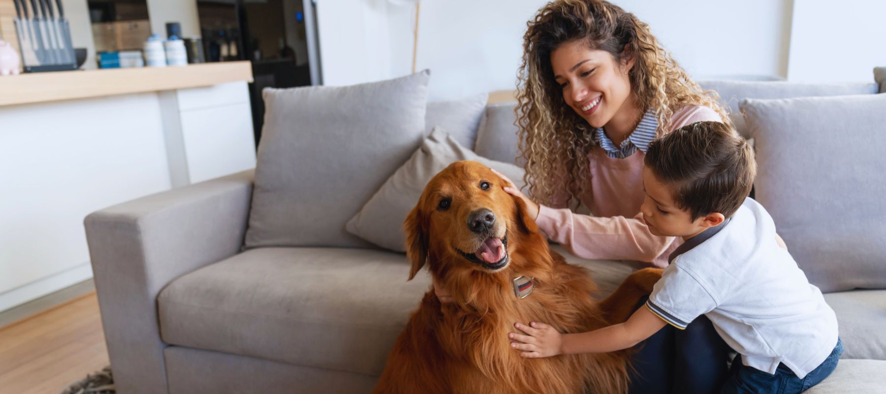 family with their dog