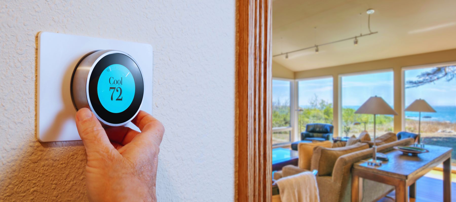 smart thermostat being set to 72