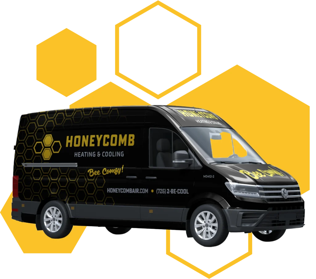 hhc van with hexagons in the background