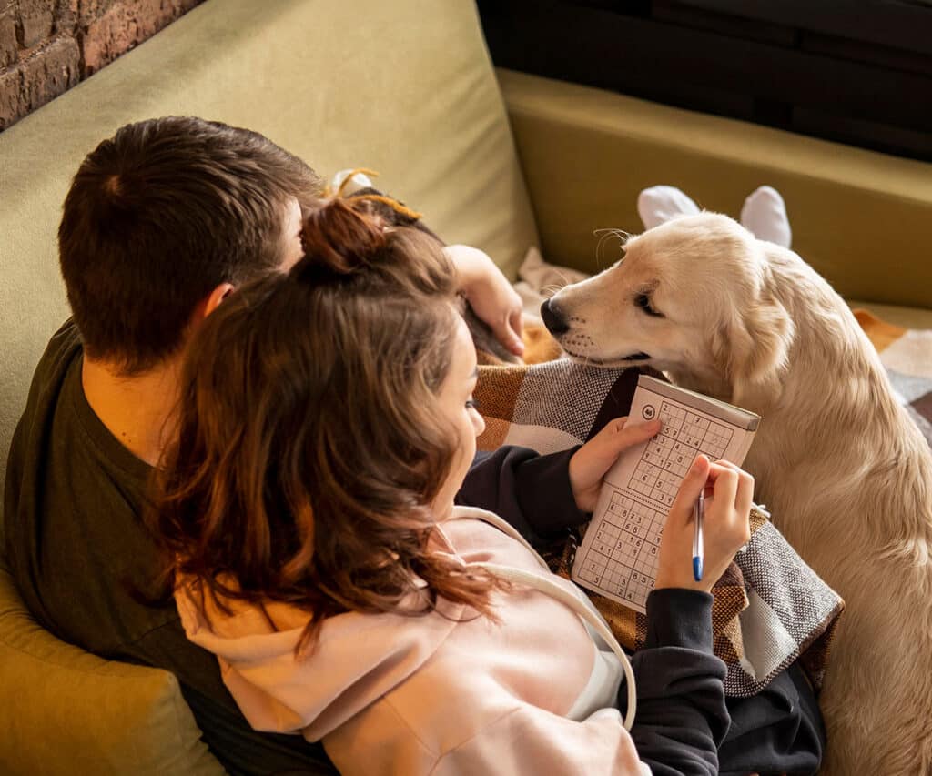 couple with dog