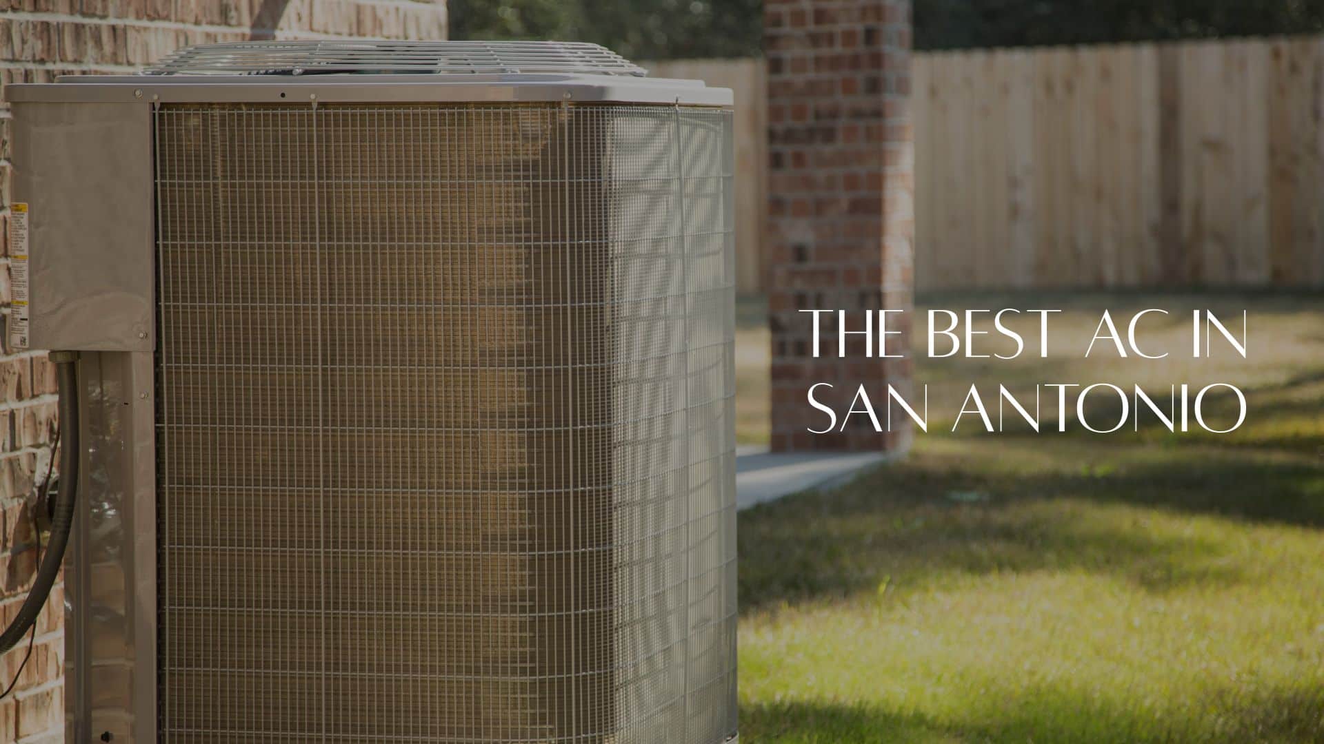 A residential outdoor condenser unit installed next to a brick home, representing the search for the best AC in San Antonio to handle Texas summer heat.