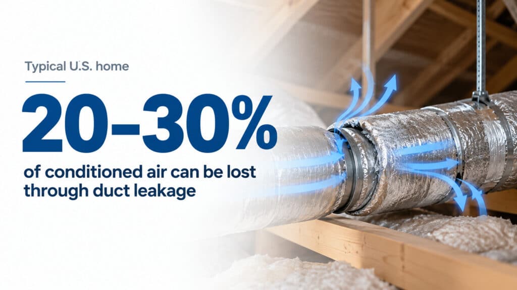 Ductwork leakage diagram causing an AC blowing warm air, by Honeycomb.